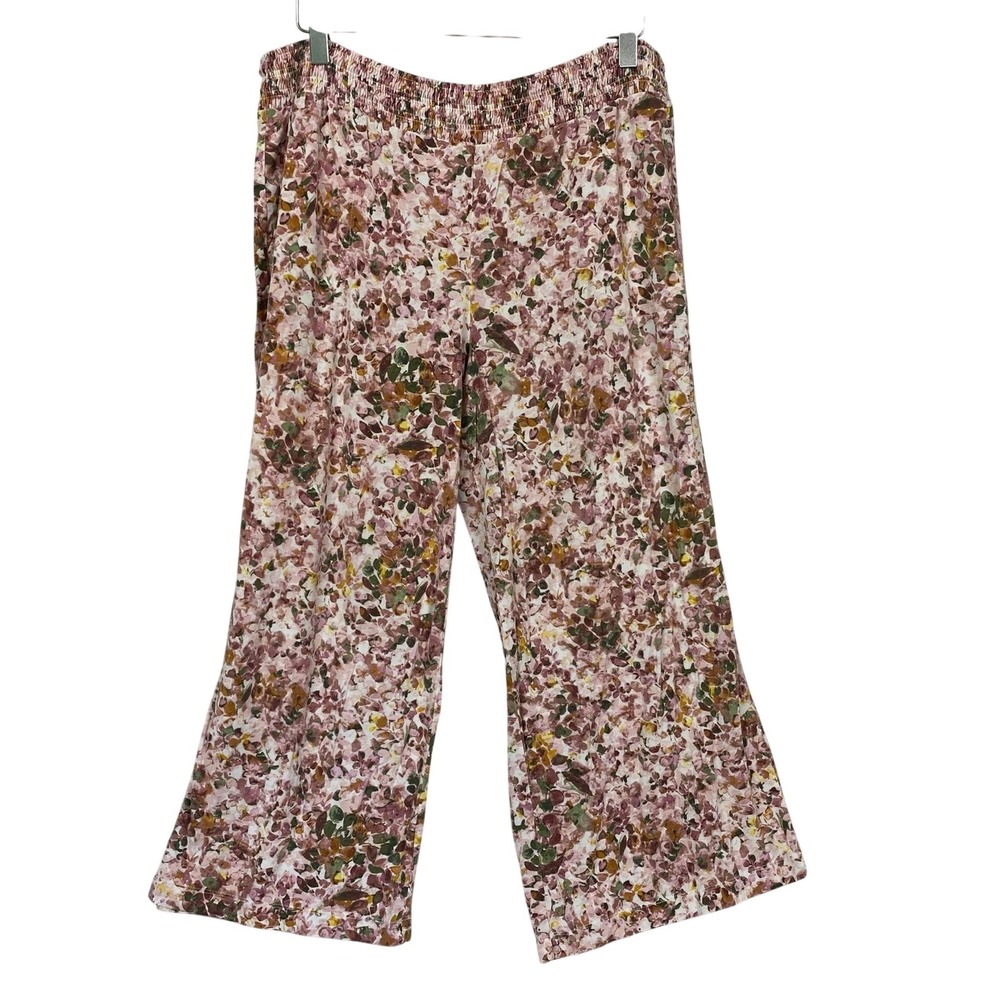 Soma Pajama Pants Large Pink Floral Capri Knit Lounge Sleepwear Baggy Comfy